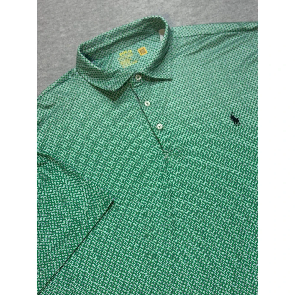 Polo Ralph Lauren Performance Mens 2XB Green Paisley Short Sleeve Polo Shirt
